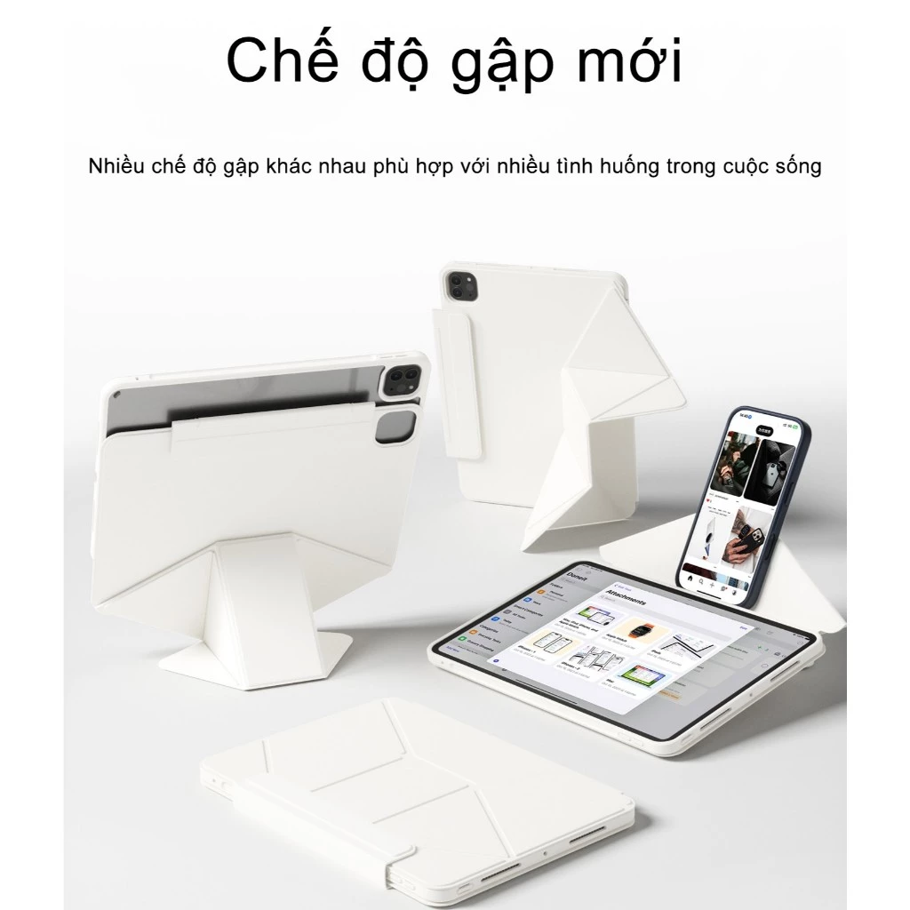 KENKE ốp lưng ipad Xoay 360° Hộp Từ Tính Tách Rời, Dùng Cho iPad M4 Pro Air 11 inch 2024 Air 13 inch