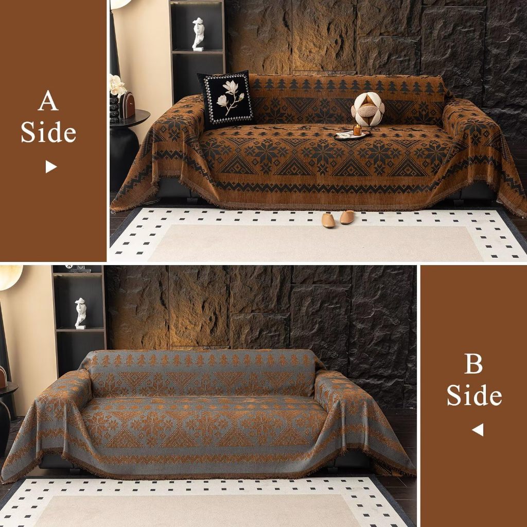 Chăn sofa tua rua Jacquard Chenille hình học hiện đại, Vỏ bọc ghế sofa hai mặt có thể giặt được đa năng chống trượt, Vỏ đệm đi văng thân thiện với thú cưng