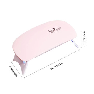 Đèn làm móng Mini 6W UV LED cho sơn Gel sấy móng tay màu hồng trắng di động Cáp USB tại nhà