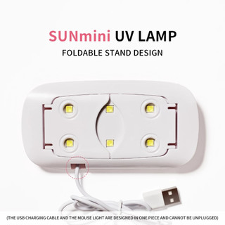 Đèn làm móng Mini 6W UV LED cho sơn Gel sấy móng tay màu hồng trắng di động Cáp USB tại nhà