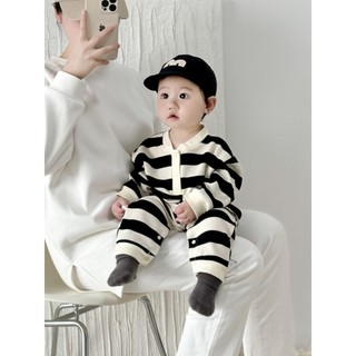 Bé Sơ Sinh Bé Trai Bé Gái Cotton Dễ Thương Mềm Mại Và Thoải Mái Mùa Đông Sọc Bugs Bunny Quần Áo Liền Quần Quà Tặng Giáng Sinh (0-24 tháng)