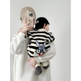 Bé Sơ Sinh Bé Trai Bé Gái Cotton Dễ Thương Mềm Mại Và Thoải Mái Mùa Đông Sọc Bugs Bunny Quần Áo Liền Quần Quà Tặng Giáng Sinh (0-24 tháng)