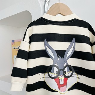 Bé Sơ Sinh Bé Trai Bé Gái Cotton Dễ Thương Mềm Mại Và Thoải Mái Mùa Đông Sọc Bugs Bunny Quần Áo Liền Quần Quà Tặng Giáng Sinh (0-24 tháng)