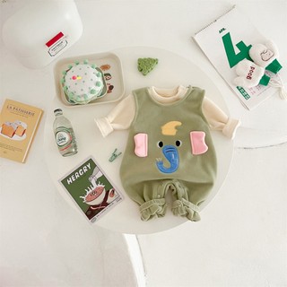 Bé Sơ Sinh Bé Trai Bé Gái Cotton Dễ Thương Mềm Mại Và Thoải Mái Mùa Đông Quần Áo Voi Xanh Áo Liền Quần Quà Tặng Giáng Sinh (0-24 tháng)
