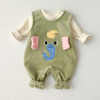 Bé Sơ Sinh Bé Trai Bé Gái Cotton Dễ Thương Mềm Mại Và Thoải Mái Mùa Đông Quần Áo Voi Xanh Áo Liền Quần Quà Tặng Giáng Sinh (0-24 tháng)