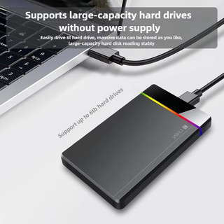 Hộp đựng ổ cứng di động RGB 2.5 inch không cần dụng cụ USB3.2 Gen1 5Gbps Hộp ổ cứng di động TypeC Vỏ ổ cứng cho điện thoại máy tính xách tay
