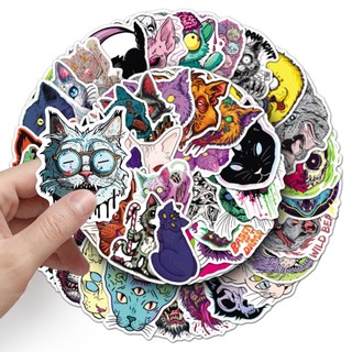 Bộ 50 Kinh Dị Gothic Mèo Dán Trang Trí Laptop Ván Trượt Điện Thoại Halloween Miếng Dán