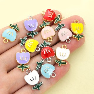 Vòng cổ và bông tai xuân hè thời trang với thiết kế hoa tulip nhỏ bằng hợp kim quyến rũ, kèm mặt dây xanh lá DIY