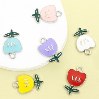 Vòng cổ và bông tai xuân hè thời trang với thiết kế hoa tulip nhỏ bằng hợp kim quyến rũ, kèm mặt dây xanh lá DIY