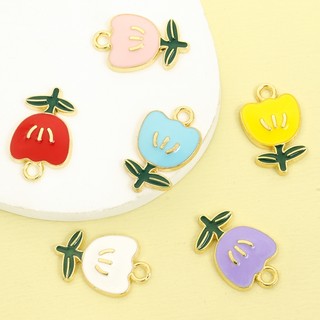 Vòng cổ và bông tai xuân hè thời trang với thiết kế hoa tulip nhỏ bằng hợp kim quyến rũ, kèm mặt dây xanh lá DIY