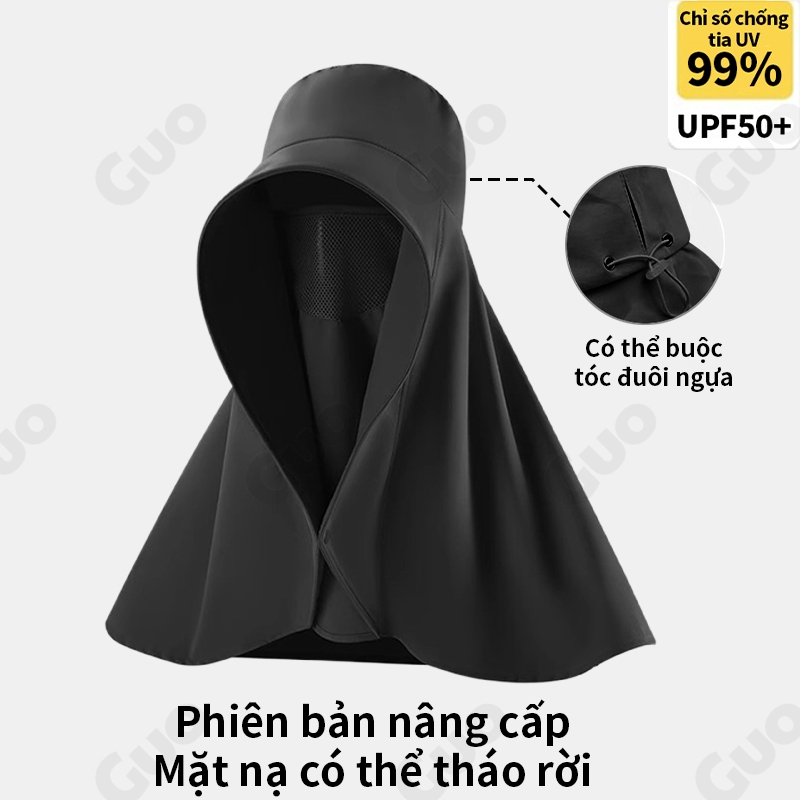 Mũ chống nắng vành rộng, thiết kế tiện lợi với khăn choàng, bảo vệ khỏi tia cực tím 99%