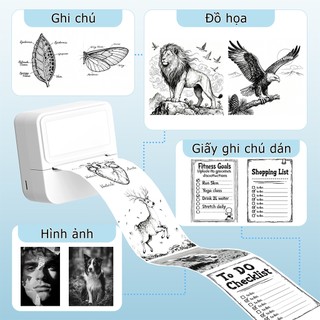 [KHÔNG IN MÃ VẬN ĐƠN] Máy In Nhiệt Mini Bluetooth cầm tay với giấy dán 1 cuộn, Máy dán nhãn Y2C, Máy in bỏ túi Bluetooth, Thích hợp cho DIY, Ghi chú, Quà tặng hợp lý hình ảnh cho trẻ em và tay nghề thủ công, Trắng