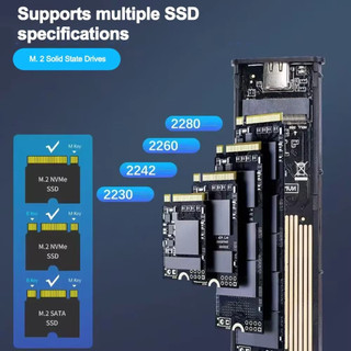 Ốp lưng SSD 10Gbps M2 NVME SATA Giao thức kép M.2 sang USB Type-C SSD Enclosure Adapter sang NVMe SATA Hộp đĩa cứng gắn ngoài