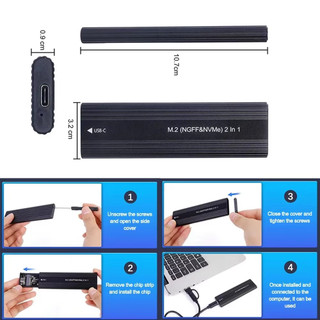 Ốp lưng SSD 10Gbps M2 NVME SATA Giao thức kép M.2 sang USB Type-C SSD Enclosure Adapter sang NVMe SATA Hộp đĩa cứng gắn ngoài