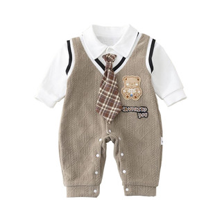 Bé Trai Sơ Sinh Cotton Dễ Thương Mềm Mại Và Thoải Mái Mùa Đông Quý Ông Thắt Nơ Gấu Quần Áo Liền Quần Quà Tặng Giáng Sinh (0-24 tháng)
