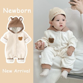 Bé Sơ Sinh Bé Trai Bé Gái Cotton Dễ Thương Mềm Mại Và Thoải Mái Quần Áo Gấu Mùa Đông Áo Liền Quần Quà Tặng Giáng Sinh (0-24 tháng)