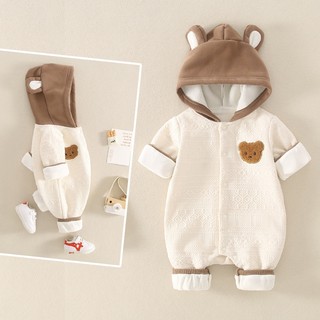 Bé Sơ Sinh Bé Trai Bé Gái Cotton Dễ Thương Mềm Mại Và Thoải Mái Quần Áo Gấu Mùa Đông Áo Liền Quần Quà Tặng Giáng Sinh (0-24 tháng)