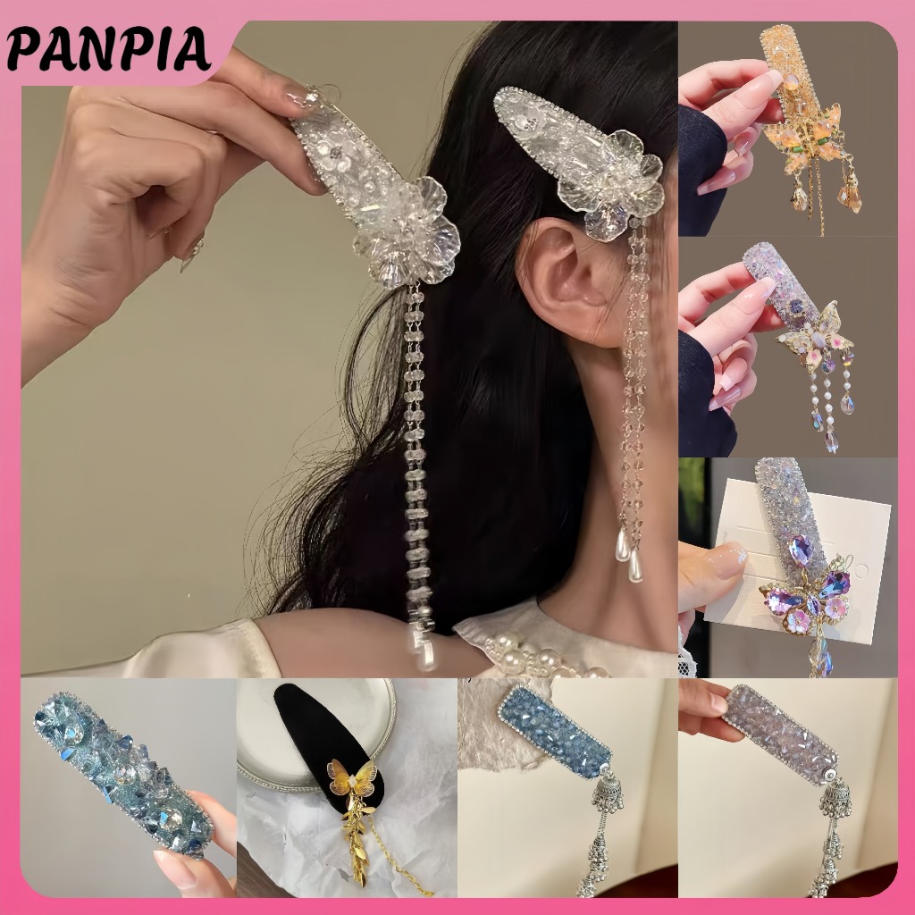 PNPIA phong cách Trung Quốc tua rua bên BB kẹp tóc pha lê cổ tích thanh lịch mũ PANPIA
