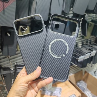 Ốp Điện Thoại Sợi Carbon Aramid Từ Tính Sang Trọng Cho iPhone 17 Pro Max 17 Air Kim Loại Siêu Mỏng Len Vỏ Sạc Không Dây