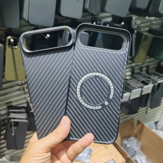 Ốp Điện Thoại Sợi Carbon Aramid Từ Tính Sang Trọng Cho iPhone 17 Pro Max 17 Air Kim Loại Siêu Mỏng Len Vỏ Sạc Không Dây