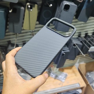 Ốp Điện Thoại Sợi Carbon Aramid Từ Tính Sang Trọng Cho iPhone 17 Pro Max 17 Air Kim Loại Siêu Mỏng Len Vỏ Sạc Không Dây