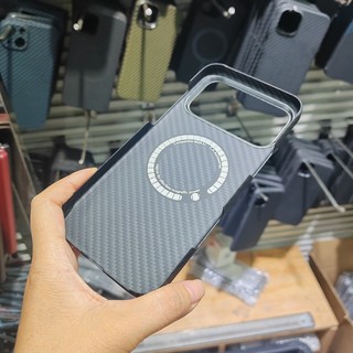 Ốp Điện Thoại Sợi Carbon Aramid Từ Tính Sang Trọng Cho iPhone 17 Pro Max 17 Air Kim Loại Siêu Mỏng Len Vỏ Sạc Không Dây