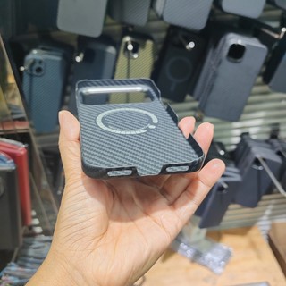 Ốp Điện Thoại Sợi Carbon Aramid Từ Tính Sang Trọng Cho iPhone 17 Pro Max 17 Air Kim Loại Siêu Mỏng Len Vỏ Sạc Không Dây