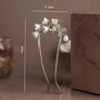 Kẹp Tóc Cao Cấp Hình Chữ U Phong Cách Trung Hoa Họa Tiết Lily Of The Valley