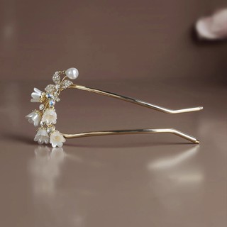 Kẹp Tóc Cao Cấp Hình Chữ U Phong Cách Trung Hoa Họa Tiết Lily Of The Valley