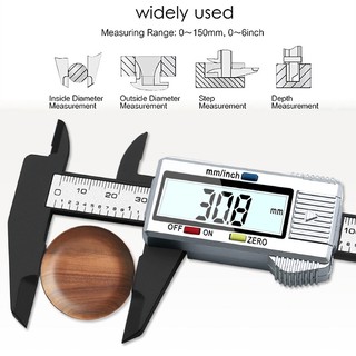 150mm LCD Kỹ Thuật Số Điện Tử Sợi Carbon Vernier Caliper Đo Micromet Đo Thước Kỹ Thuật Số Thước 6 Inch