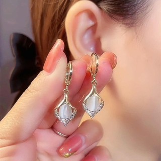 Bông tai retro tinh tế với kim cương giả xanh, phong cách thanh lịch cao cấp