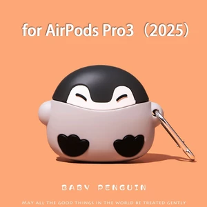 Hộp đựng tai nghe chim cánh cụt dễ thương cho AirPods 3/Pro/2, phong cách mới 2025