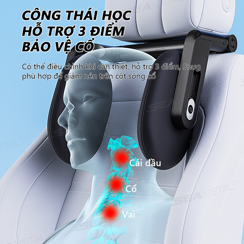SEAMETAL Tựa Đầu Ô Tô Memory Xốp Bên Gối Ngủ Có Thể Điều Chỉnh Đa Năng Cổ Gối Có Móc Kép Tựa Đầu Cho Người Lớn Trẻ Em