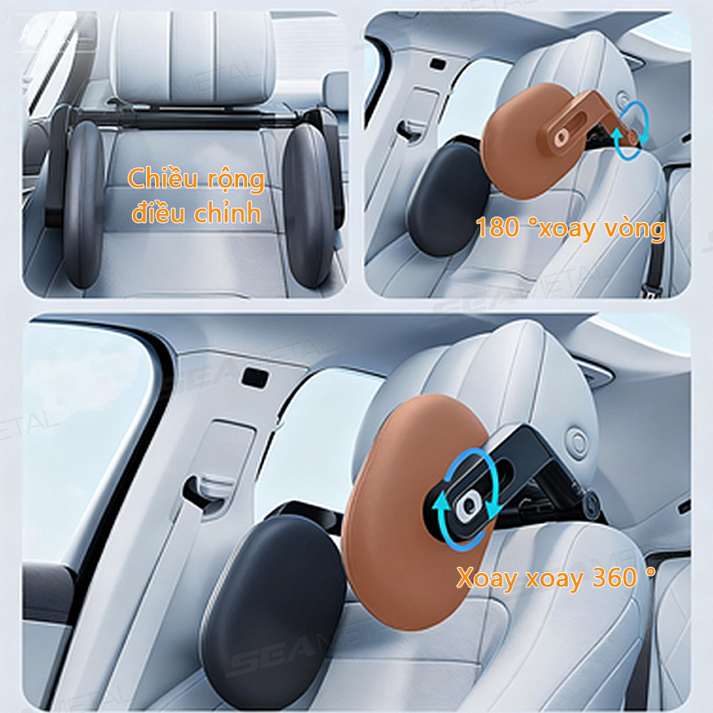 SEAMETAL Tựa Đầu Ô Tô Memory Xốp Bên Gối Ngủ Có Thể Điều Chỉnh Đa Năng Cổ Gối Có Móc Kép Tựa Đầu Cho Người Lớn Trẻ Em