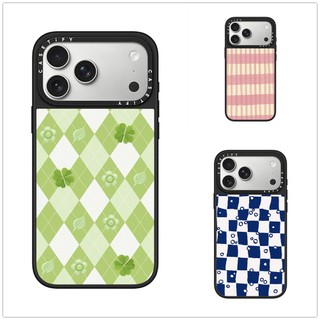 No Magnetic Dành Cho iPhone 17 16 15 Pro Max Checkerboard Cherry Case Cho iPhone 13 14 Pro Max Cứng PC Ốp điện thoại iPhone 17 Vỏ Gương Chống Sốc