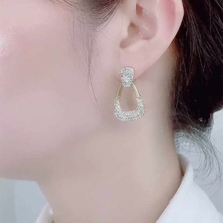 Kim Cương Pha Lê Hình Học - Bông Tai Thiết Kế Cao Cấp, Phong Cách Sang Trọng Mới Mẻ