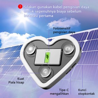 SEAMETAL LED Cửa Sổ Ô Tô Đèn Môi Trường Xung Quanh Năng Lượng Mặt Trời Dây Phát Sáng Miễn Phí Trái Tim Bầu Không Khí Neon Đèn Trang Trí Nội Thất Ô Tô Phụ Kiện