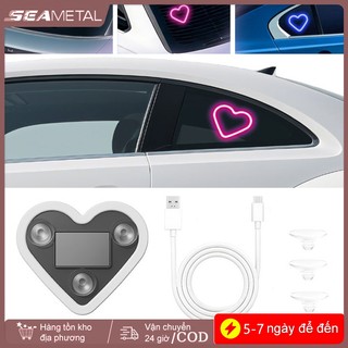 SEAMETAL LED Cửa Sổ Ô Tô Đèn Môi Trường Xung Quanh Năng Lượng Mặt Trời Dây Phát Sáng Miễn Phí Trái Tim Bầu Không Khí Neon Đèn Trang Trí Nội Thất Ô Tô Phụ Kiện