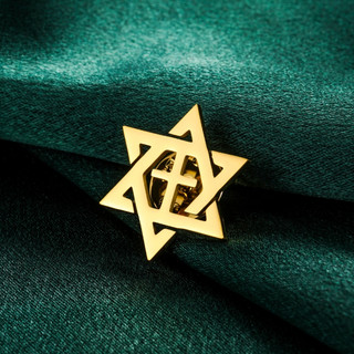 Hexagram chữ thập thổ cẩm vàng 24x21mm - Không mòn