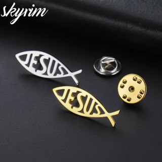 Thép không gỉ cá thổ cẩm Chúa Giêsu 29x10mm dành cho nữ cơ đốc - Déo như cổ huy hiệu trên ba lô hoặc quai chân
