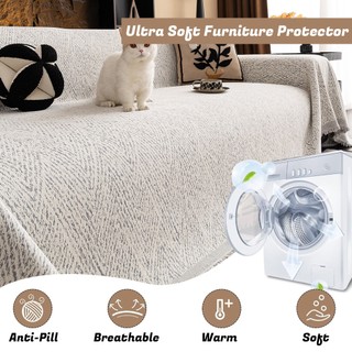 AIMI Vải Nhung Mềm Mại, Thoáng Khí Và Thoải Mái Bọc Ghế Sofa Đa Chức Năng, Chống Trượt Khăn Trải Sofa Thích Hợp Cho Ghế Sofa Chữ L Hai Hoặc Ba Chỗ Ngồi Thân Thiện Với Thú Cưng