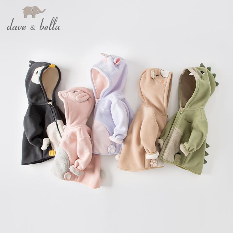 Dave Bella 2-9Y áo khoác cardigan lông cừu bé gái bé trai áo hoodie ấm trẻ em mùa thu đông DBX14462