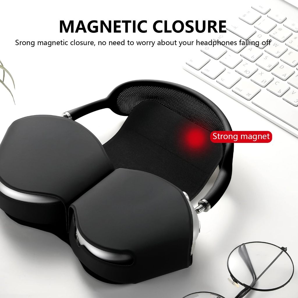 Ốp Lưng Thông Minh Cho Apple AirPods Max – Bao Da PU Chế Độ Ngủ | Hộp đựng thay thế chính hãng | Thiết kế từ tính tiết kiệm pin (Đen)