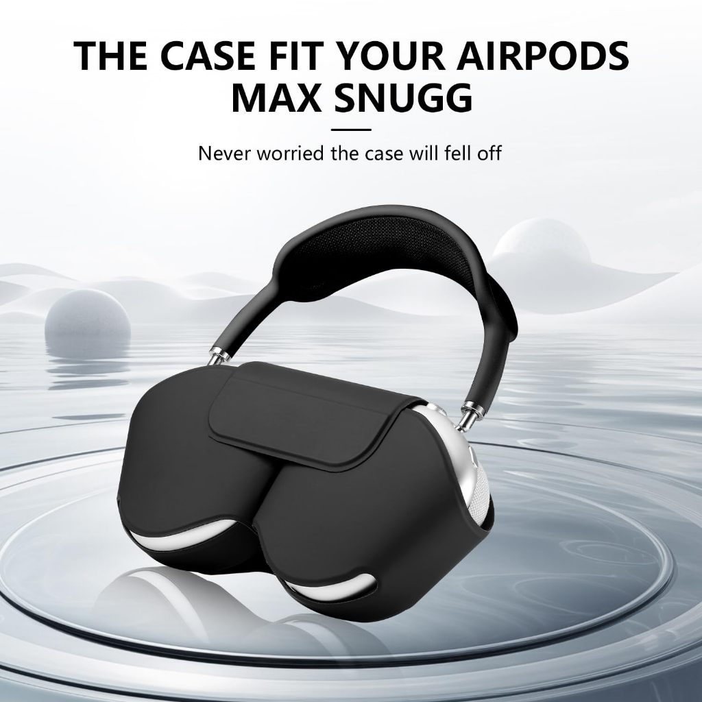 Ốp Lưng Thông Minh Cho Apple AirPods Max – Bao Da PU Chế Độ Ngủ | Hộp đựng thay thế chính hãng | Thiết kế từ tính tiết kiệm pin (Đen)