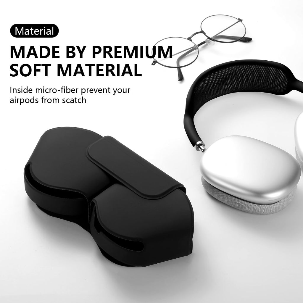Ốp Lưng Thông Minh Cho Apple AirPods Max – Bao Da PU Chế Độ Ngủ | Hộp đựng thay thế chính hãng | Thiết kế từ tính tiết kiệm pin (Đen)