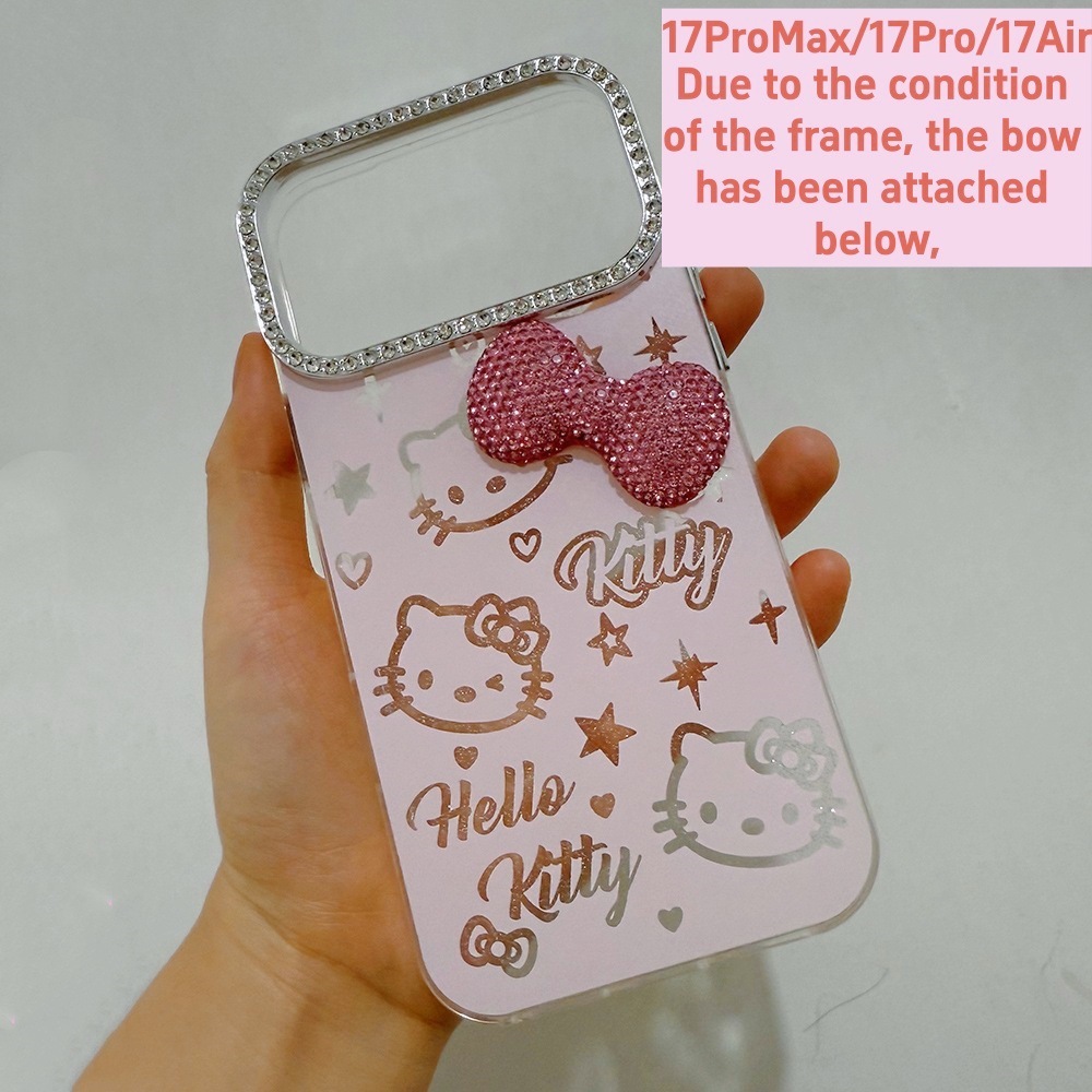 Ốp Điện Thoại Kim Cương Nơ Cat Cho iPhone 17ProMax 16 15 14 13 12 Pro Max 11 Vỏ Bảo Vệ Chống Sốc