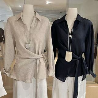 Áo dài tay cổ chữ V dáng rộng thời trang Hàn Quốc dành cho nữ