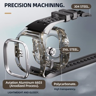 Vỏ bảo vệ chống rơi kim cương giả trong suốt tương thích với Apple Watch Ultra 1 / 2 / 3 49mm Dây đeo đồng hồ một mảnh