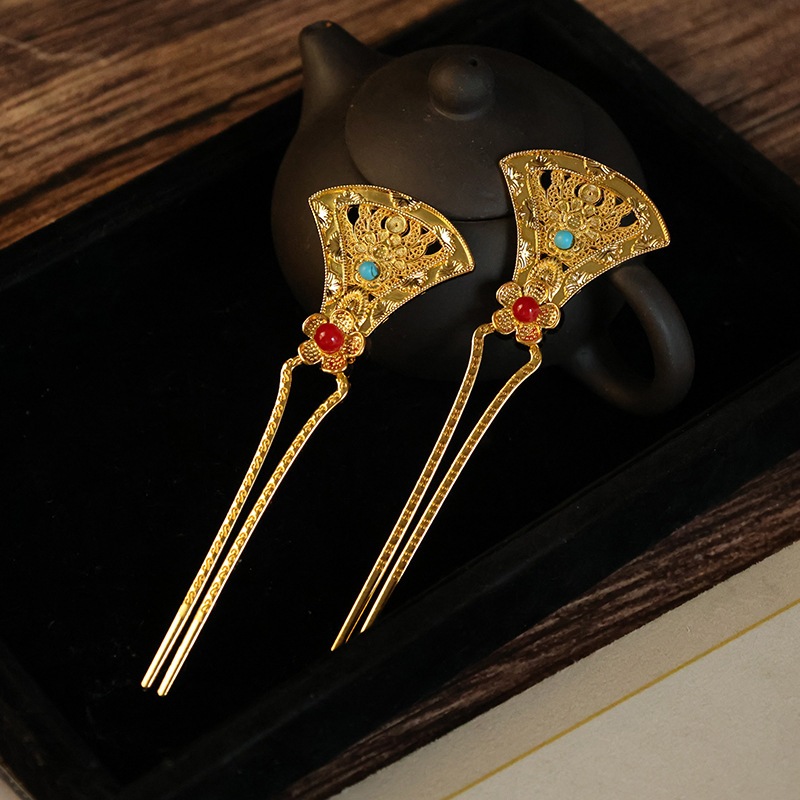 Phụ Kiện Tóc Hanfu & Datang: Kẹp Vàng, Lược, Vỏ Kẹp, Sideburn