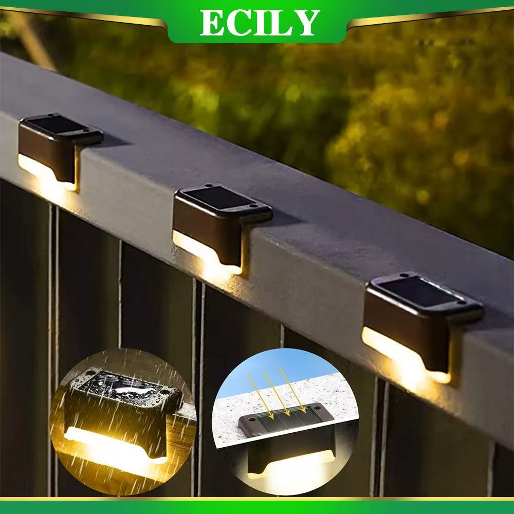 ECILY 2 / 4 / 8 Chiếc Đèn LED Năng Lượng Mặt Trời Đèn Sân Vườn Ngoài Trời Sàn Đèn Cầu Thang Năng Lượng Mặt Trời Ánh Sáng Chống Nước Đèn Bước Năng Lượng Mặt Trời Sân Vườn Trang Trí